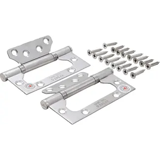 BGS Do it yourself Scharnierset - RVS - voor ruimtebesparende inbouw - 100 x 50 mm - 2 delig