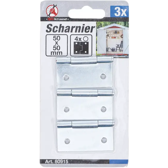 BGS Scharnierset - 50 x 50 mm - 3 delig