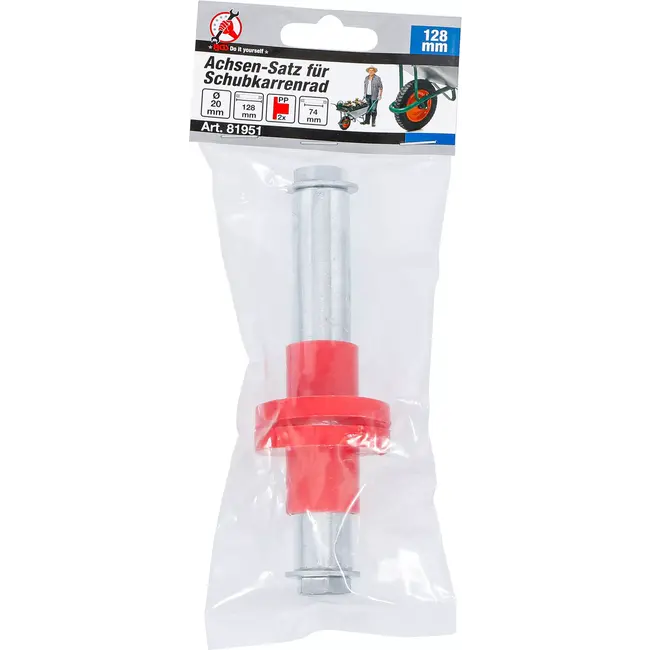 BGS Asset voor kruiwagenwiel - 128 mm - Ø 20 mm - met 2 afstandshulzen