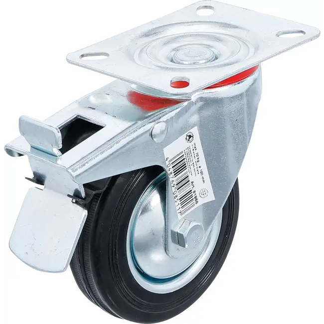 BGS Zwenkwiel met rem - met schroefplaat - Ø 100 mm