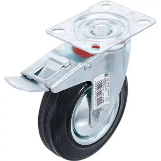 BGS Do it yourself Zwenkwiel met rem - met schroefplaat - Ø 125 mm