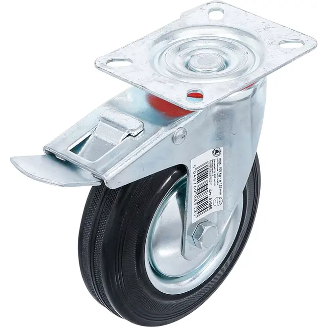 BGS Zwenkwiel met rem - met schroefplaat - Ø 125 mm