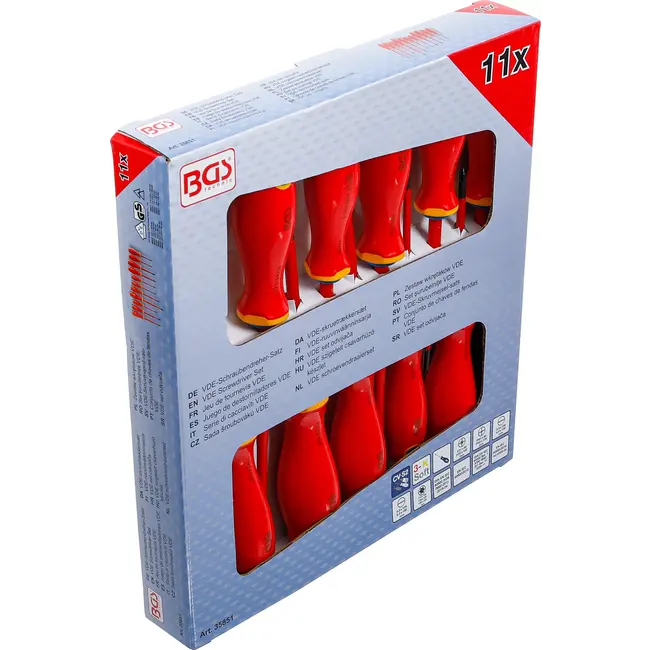 BGS VDE schroevendraaierset - extra dunne punt - 11 delig