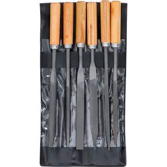 BGS Sleutlvijlen-set - houten heft - 100 mm - 6 delig