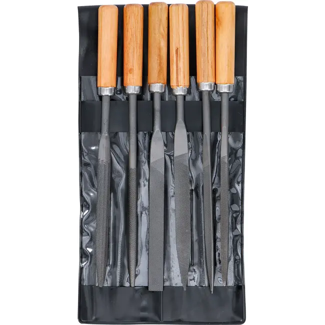 BGS Sleutlvijlen-set - houten heft - 100 mm - 6 delig