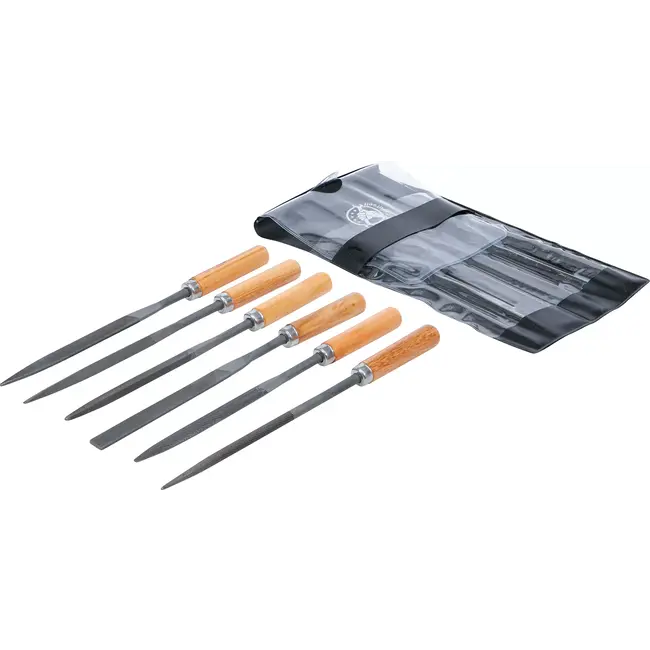 BGS Sleutlvijlen-set - houten heft - 100 mm - 6 delig