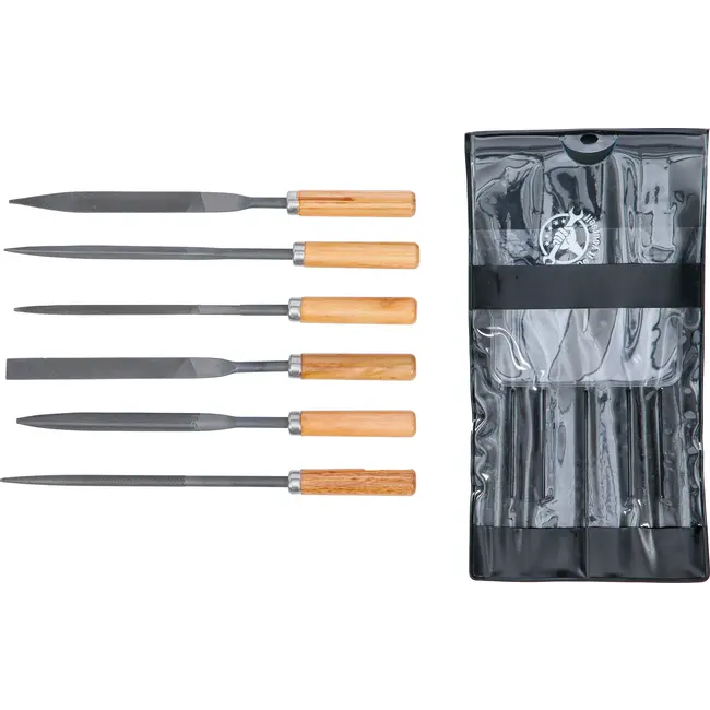 BGS Sleutlvijlen-set - houten heft - 100 mm - 6 delig