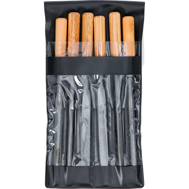 BGS Sleutlvijlen-set - houten heft - 100 mm - 6 delig