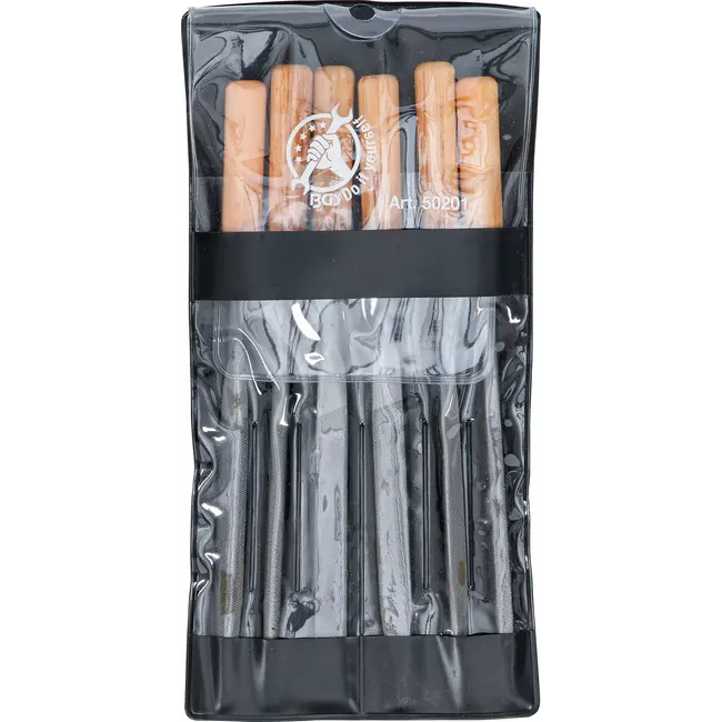 BGS Sleutlvijlen-set - houten heft - 100 mm - 6 delig