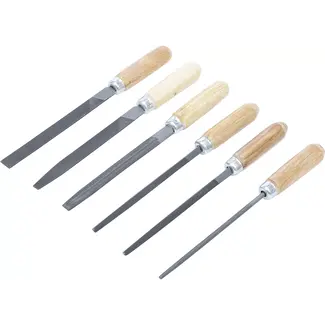 BGS Do it yourself Sleutlvijlen-set - houten heft - 100 mm - 6 delig