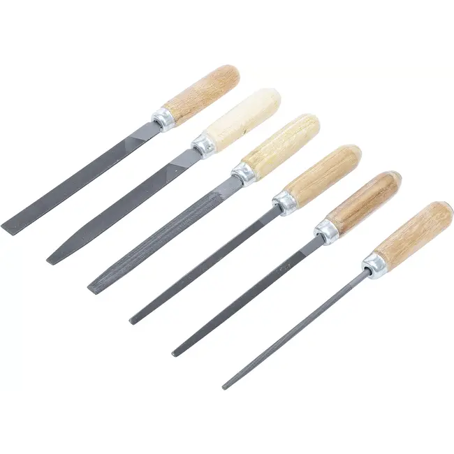 BGS Sleutlvijlen-set - houten heft - 100 mm - 6 delig
