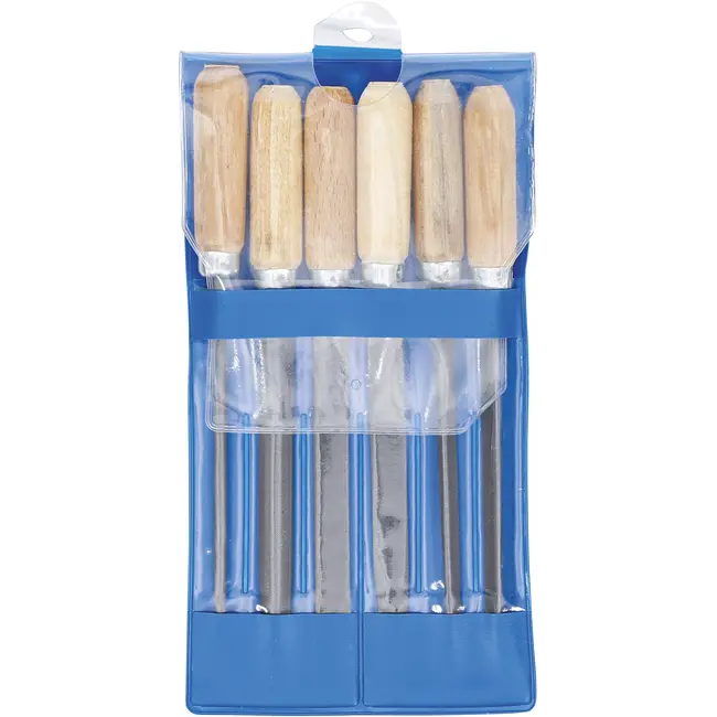 BGS Sleutlvijlen-set - houten heft - 100 mm - 6 delig