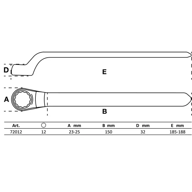 BGS Enkelvoudige VDE-ringsleutel - diep gebogen - 12 mm
