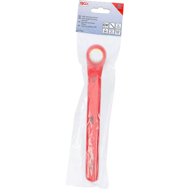 BGS Enkelvoudige VDE-ringsleutel - diep gebogen - 21 mm
