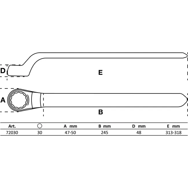 BGS Enkelvoudige VDE-ringsleutel - diep gebogen - 30 mm
