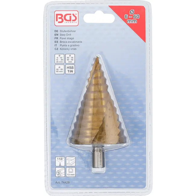 BGS Trappenboor - titanium gecoat - Ø 6 - 60 mm