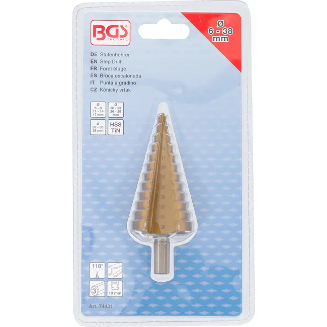 BGS Trappenboor - titanium gecoat - Ø 6 - 38 mm