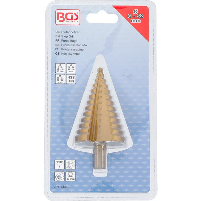 BGS Trappenboor - titanium gecoat - Ø 6 - 52 mm