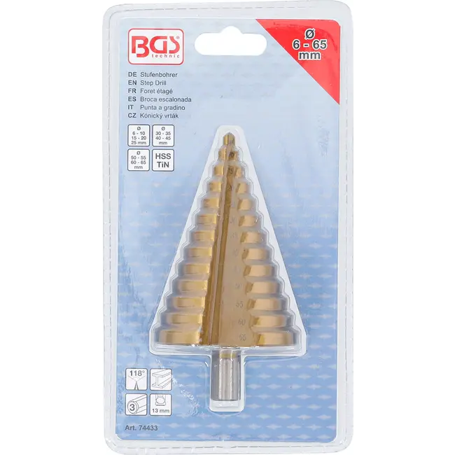 BGS Trappenboor - titanium gecoat - Ø 6 - 65 mm