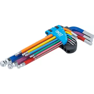 BGS technic Stiftsleutelset - meerkleurig - binnenzeskant met kogelkop 1,5 - 10 mm - 9 delig