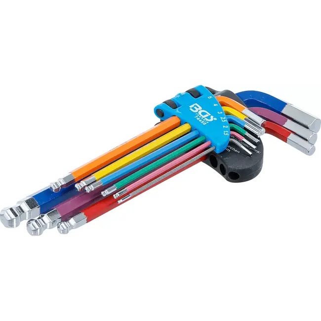 BGS Stiftsleutelset - meerkleurig - binnenzeskant met kogelkop 1,5 - 10 mm - 9 delig