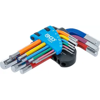 BGS Stiftsleutelset - meerkleurig - kort - binnenzeskant 1,5 - 10 mm - 9 delig
