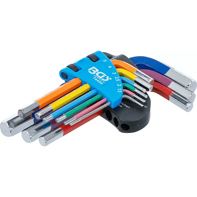 BGS Stiftsleutelset - meerkleurig - kort - binnenzeskant 1,5 - 10 mm - 9 delig