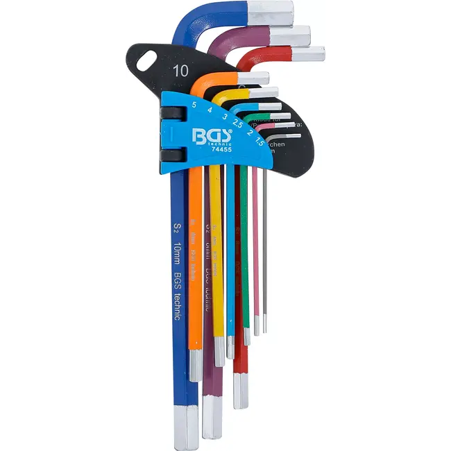 BGS Stiftsleutelset - meerkleurig - binnenzeskant 1,5 - 10 mm - 9 delig
