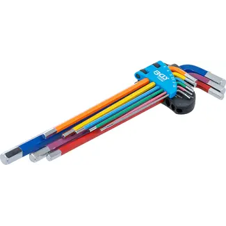 BGS technic Stiftsleutelset - meerkleurig - extra lang - binnenzeskant 1,5 - 10 mm - 9 delig