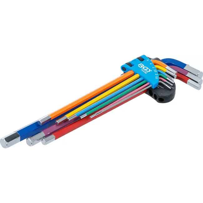 BGS Stiftsleutelset - meerkleurig - extra lang - binnenzeskant 1,5 - 10 mm - 9 delig