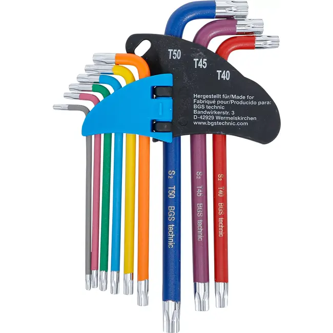 BGS Stiftsleutelset - meerkleurig - Torx T10 - T50 - 9 delig