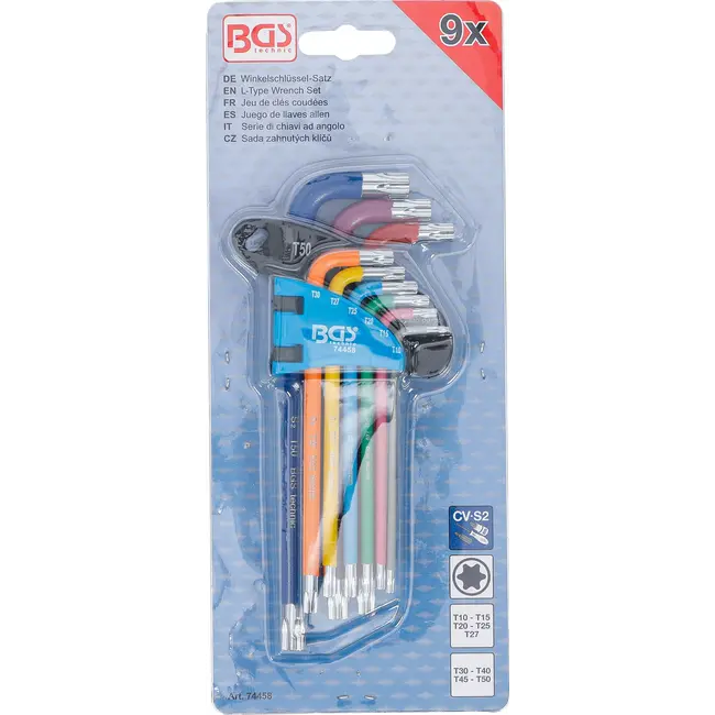 BGS Stiftsleutelset - meerkleurig - Torx T10 - T50 - 9 delig