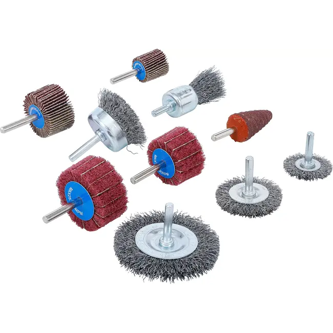 BGS Set borstel- en schuurlamellenschijven - 10 delig