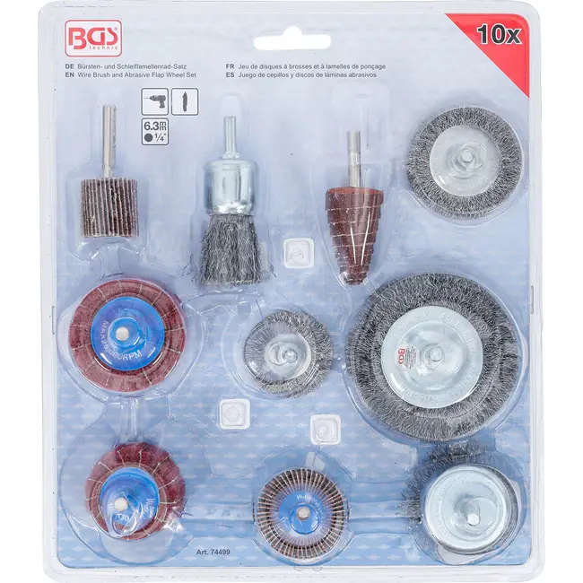 BGS Set borstel- en schuurlamellenschijven - 10 delig