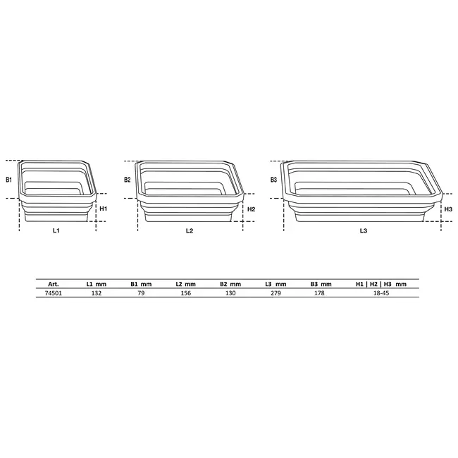 BGS Magnetische legschalenset - silicone - vouwbaar - 3 delig