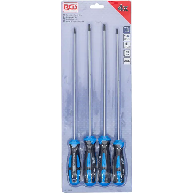BGS Schroevendraaierset - extra lang - Torx - T15 - T30 - 4 delig