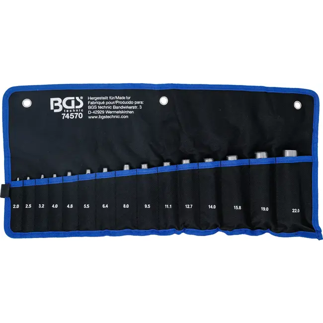 BGS Holpijpset - 2 - 22 mm - 15 delig