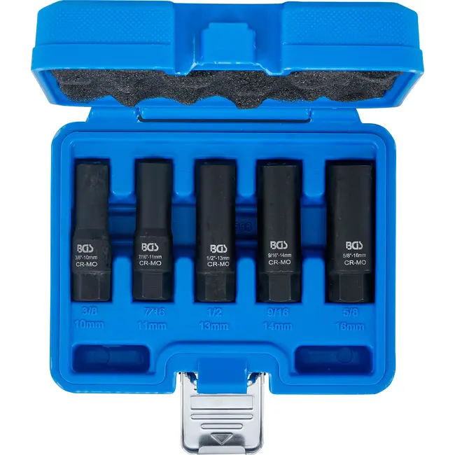 BGS Spiraalprofiel-doppenset / schroefuitdraaier, diep - 3/8" - 10 - 16 mm - 5 delig