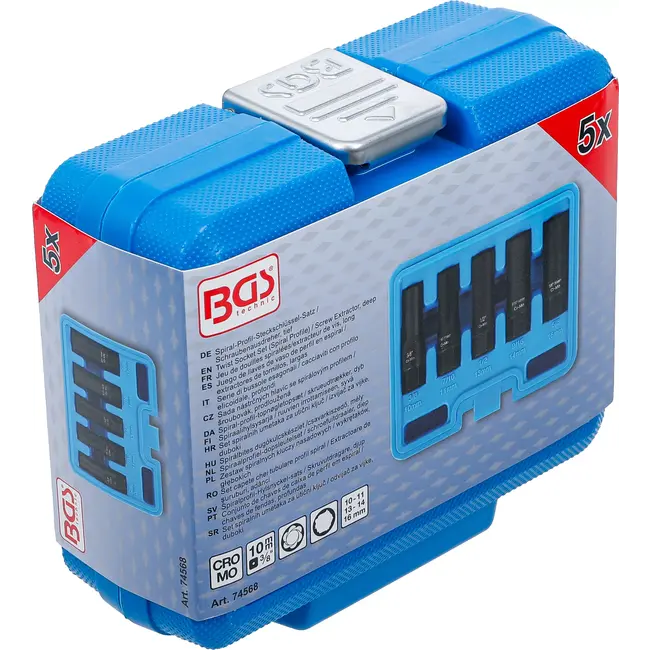 BGS Spiraalprofiel-doppenset / schroefuitdraaier, diep - 3/8" - 10 - 16 mm - 5 delig