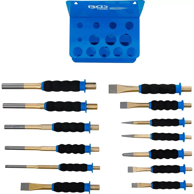 BGS Pendrijver-/ centerpunt-/ vlakbeitelset - met handbescherming - 13 delig
