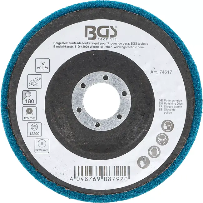 BGS Polijstschijf - aluminiumoxide - Ø 125 mm - korrel 180