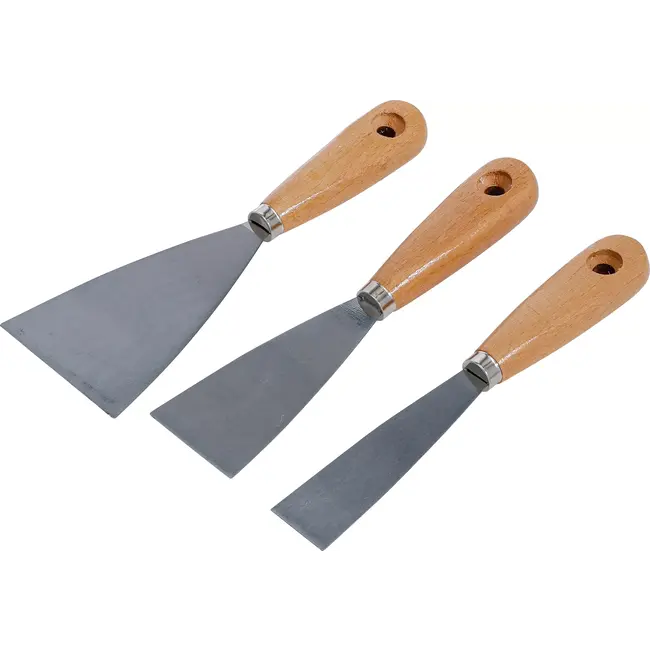 BGS Plamuurmesset - Houten handgreep - 30 / 50 / 80 mm - 3 delig