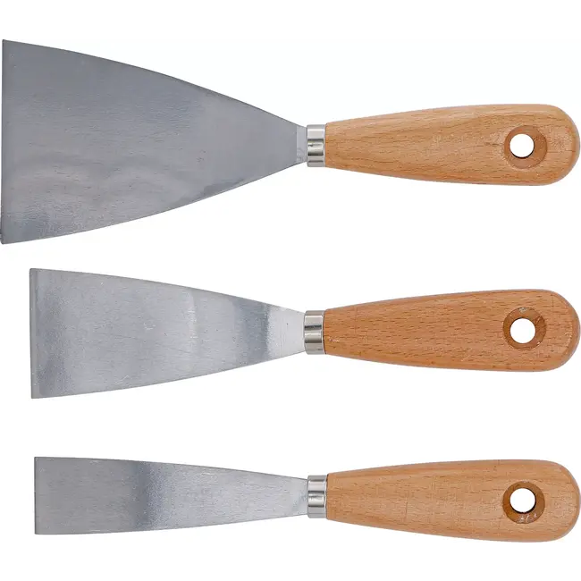 BGS Plamuurmesset - Houten handgreep - 30 / 50 / 80 mm - 3 delig