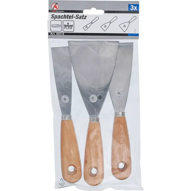 BGS Plamuurmesset - Houten handgreep - 30 / 50 / 80 mm - 3 delig