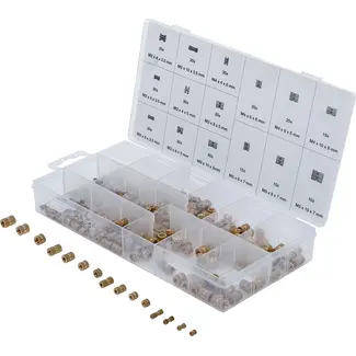BGS Assortiment zelfzekerende moeren - messing - 330 delig