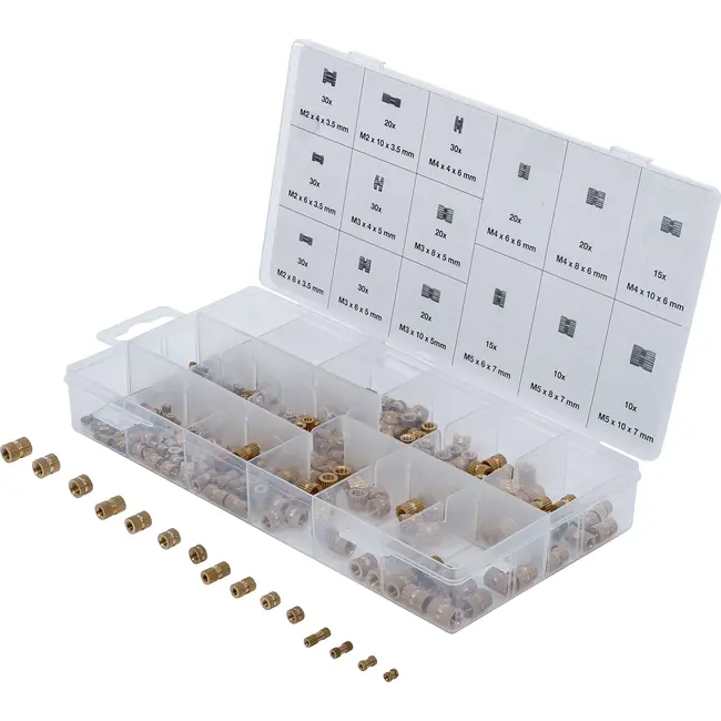 BGS Assortiment zelfzekerende moeren - messing - 330 delig