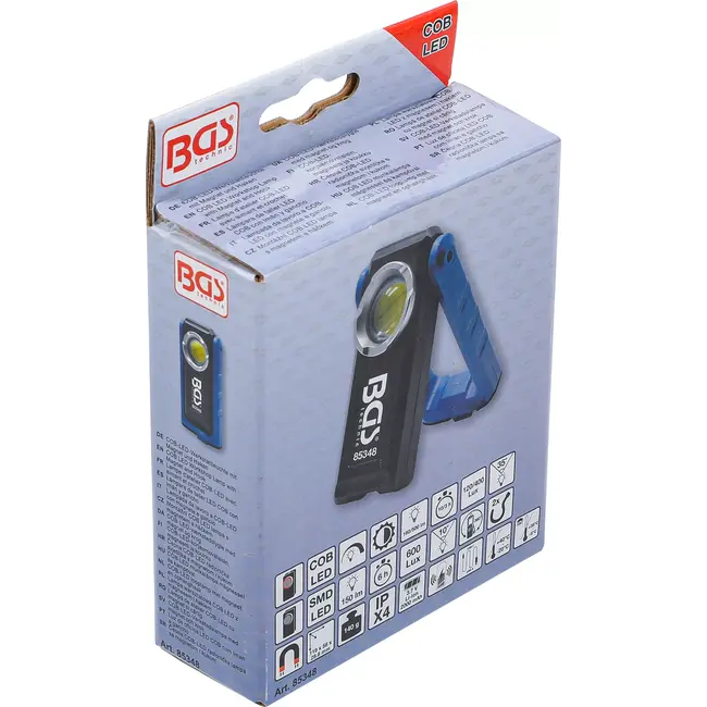 BGS COB-LED looplamp met magneet en ophanghaak - uitklapbaar - met laadfunctie via inductie