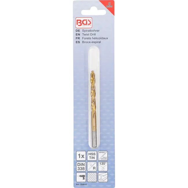 BGS Spiraalboor - HSS-G - titanium gecoat - 6,0 mm