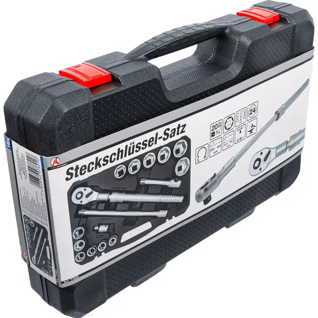 BGS Dopsleutelset - met omschakelratel, uittrekbaar - 20 mm (3/4") - 19 - 50 mm - 16 delig