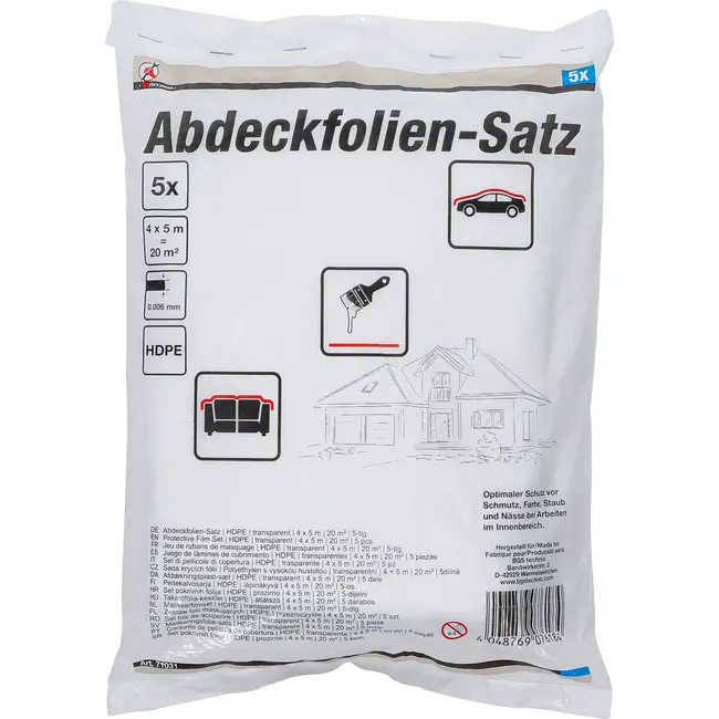 BGS Maskeerfilmset - HDPE - transparant - 4 x 5 m - 20 m² - 5 delig